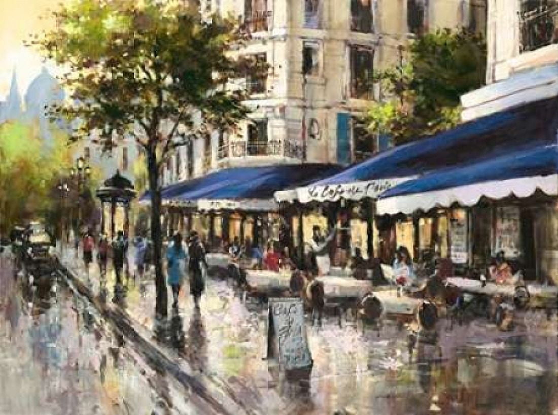 Avenue Des Champs-Elysees Blue Canvas Art - Brent Heighton (18 x 24)
