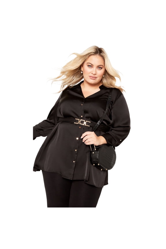 Women's Plus Size Eva Longline Gold Waist Belt Shirt