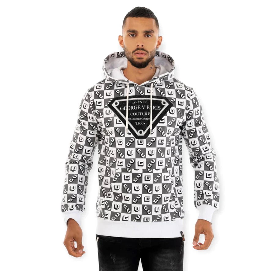 Avenue George V Paris Men's Rhinestone Logo All Over Print