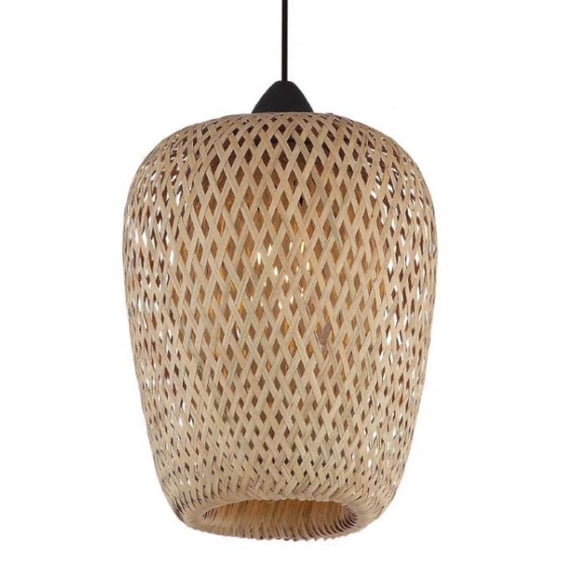 Avenue Lighting Hf1001-Bw Tulum 7" Wide Mini Pendant - Bamboo Wicker / Black