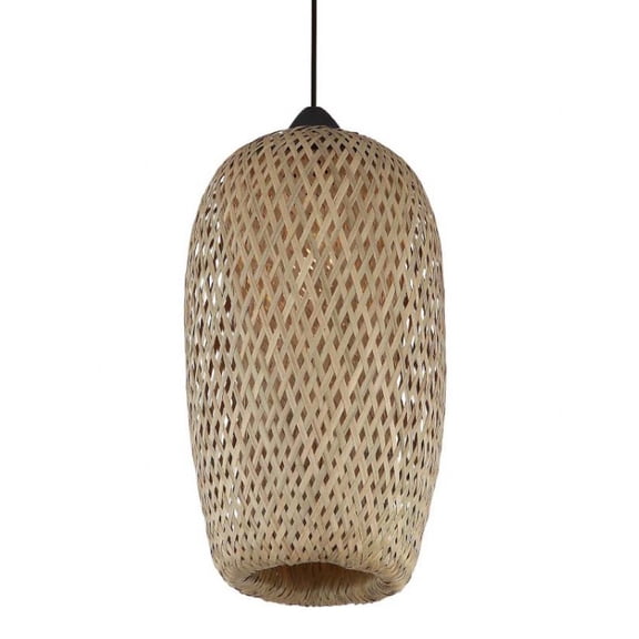 Avenue Lighting Hf1002-Bw Tulum 5" Wide Mini Pendant - Bamboo Wicker / Black