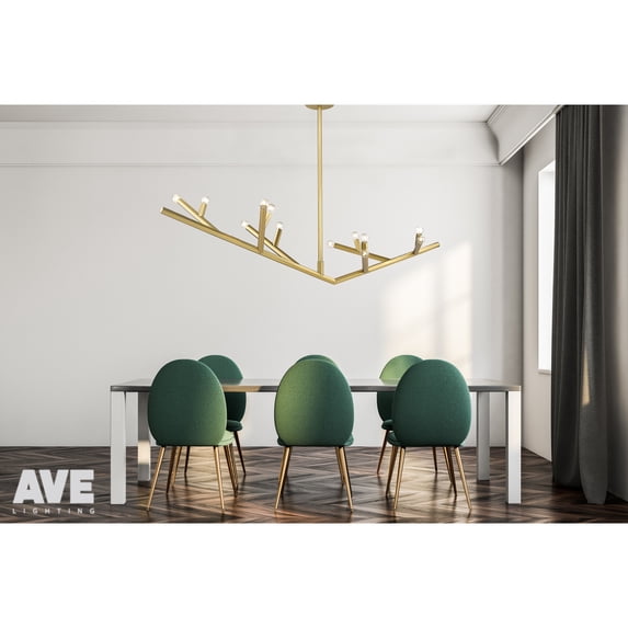 Avenue Lighting The Oaks Collection Modern Linear Chandelier Brushed Brass 12 12 Light Brushed Brass