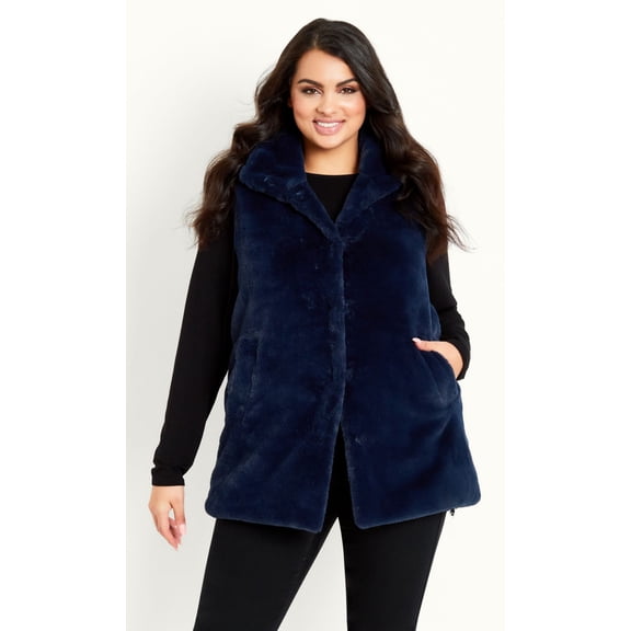 Evans Women's Plus Size Faux Fur Gilet Jacket