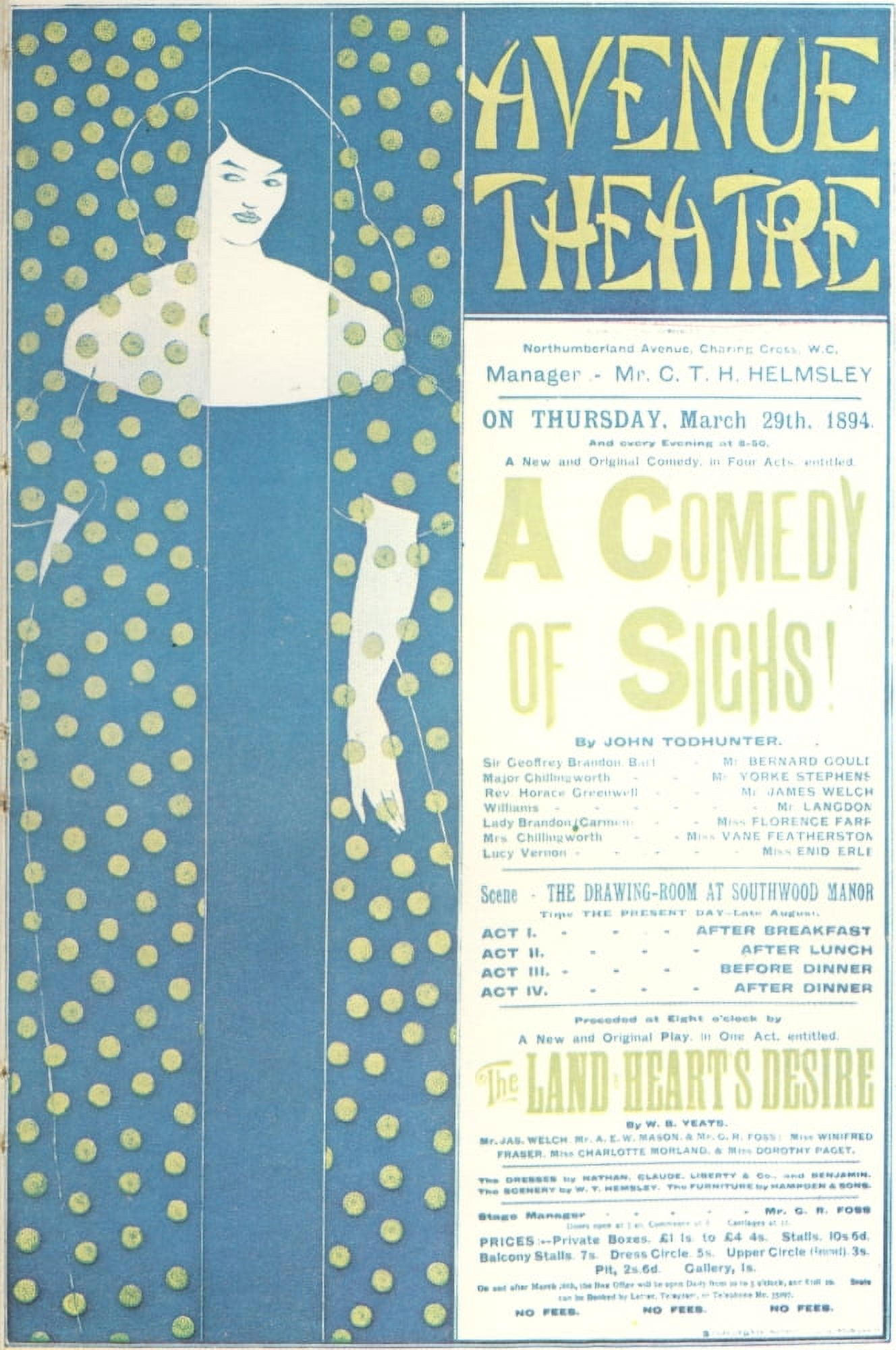 Avenue Theatre 1894 Canvas Art - Aubrey Beardsley (24 x 36)