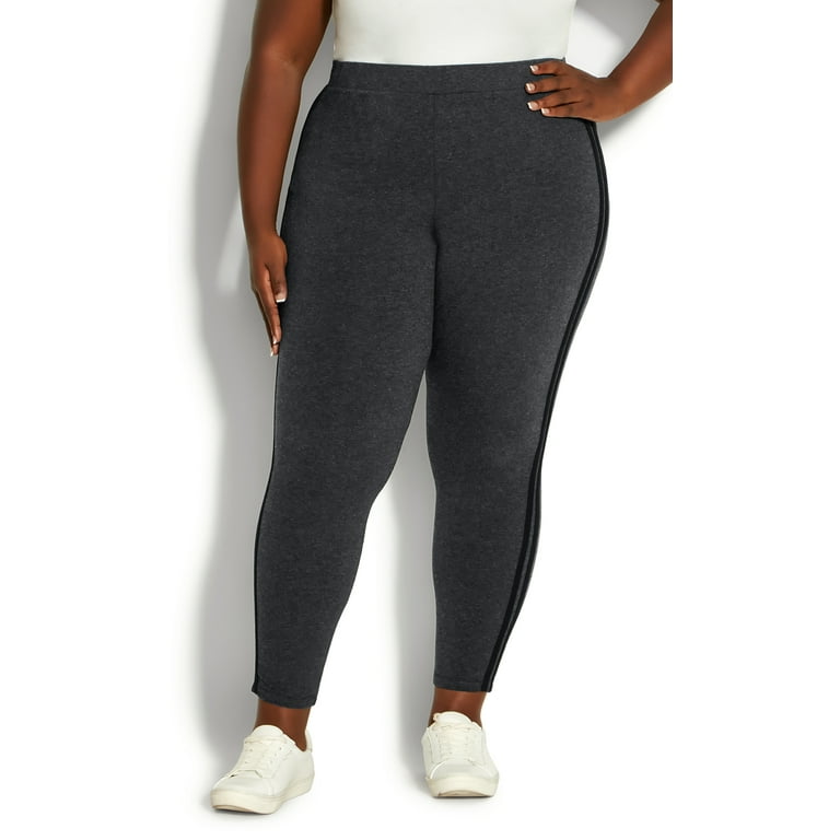 Avenue Women s Plus Size 2 Stripe Plain High Rise Full Length