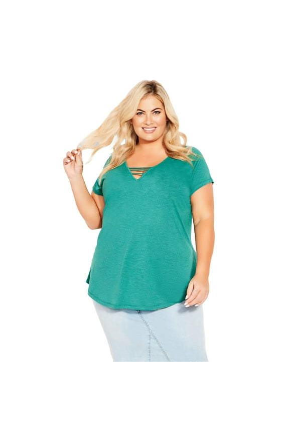 Women's Plus Size 3 Bar V-Neck Top