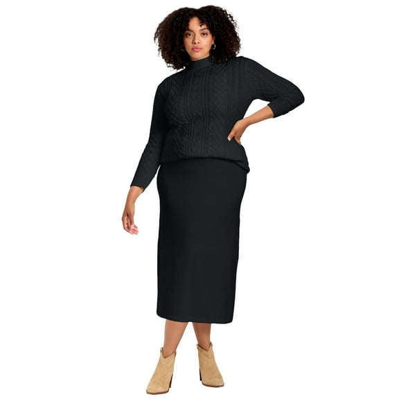 Avenue Women's Plus Size A-Line Midi Sweater Skirt