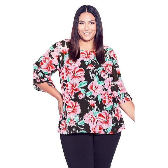 Avenue Women's Plus Size Alex Double Flutter Top