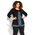 thumbnail image 1 of Avenue Women's Plus Size Alex Print 3/4 Sleeves Relaxed Fit Tunic Top, 1 of 5