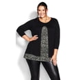 thumbnail image 1 of Avenue Women's Plus Size Alex Print Round Neckline Relaxed Tunic Top, 1 of 5