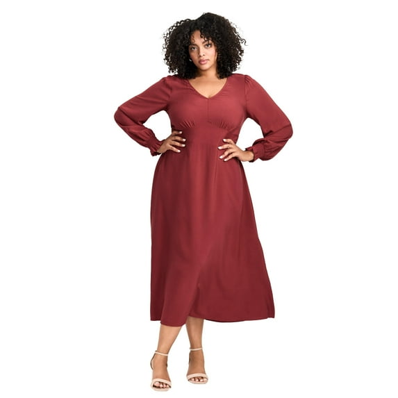 Avenue Women's Plus Size Allure V-Neckline Dress