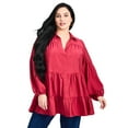 thumbnail image 1 of Avenue Women's Plus Size Amari Tiered Tunic Shirt, 1 of 2