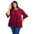 thumbnail image 1 of Avenue Women's Plus Size Amy Tiered Bell Sleeve Blouse, 1 of 2