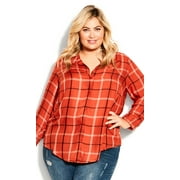 Avenue Women's Plus Size Bailey Long Sleeves Button Relaxed Fit Shirt