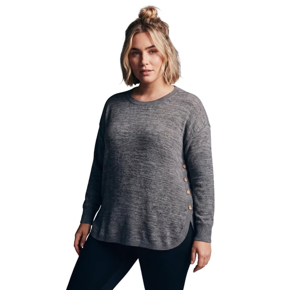 Avenue Women's Plus Size Bec Button Detail Hacci Top