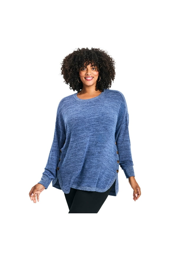 Women's Plus Size Bec Button Detail Hacci Top