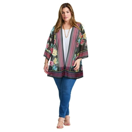 Avenue Women's Plus Size Bell Sleeve wrap Jacket