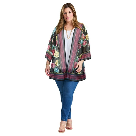 Avenue Women's Plus Size Bell Sleeve wrap Jacket
