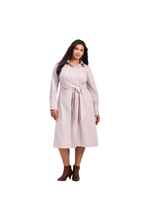 Women's Plus Size Bethany Poplin Tie Front Shirtdress