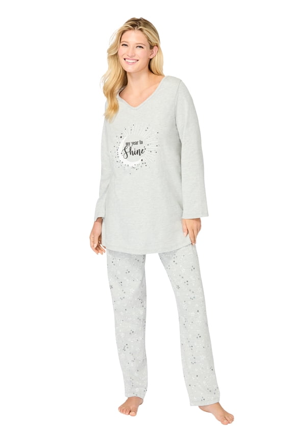 Women's Plus Size Three-Quarter Sleeve Pajama Set