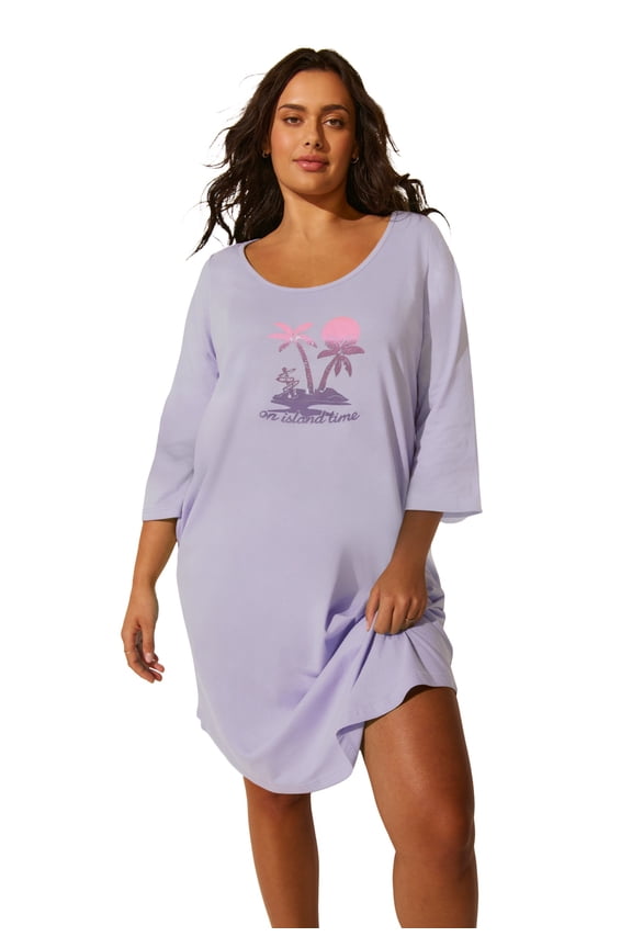 Women's Plus Size Body Three-Quarter Sleeve Sleepshirt