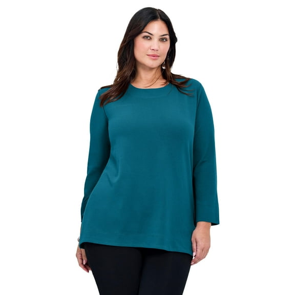 Avenue Women's Plus Size Breanna Eyelet Detail Hacci Top