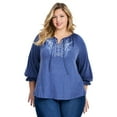 thumbnail image 1 of Avenue Women's Plus Size Brie Embroidered Neckline Top, 1 of 2