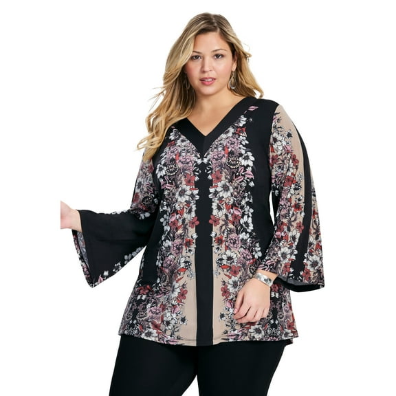 Avenue Women's Plus Size Broadway Bell Sleeve Tunic