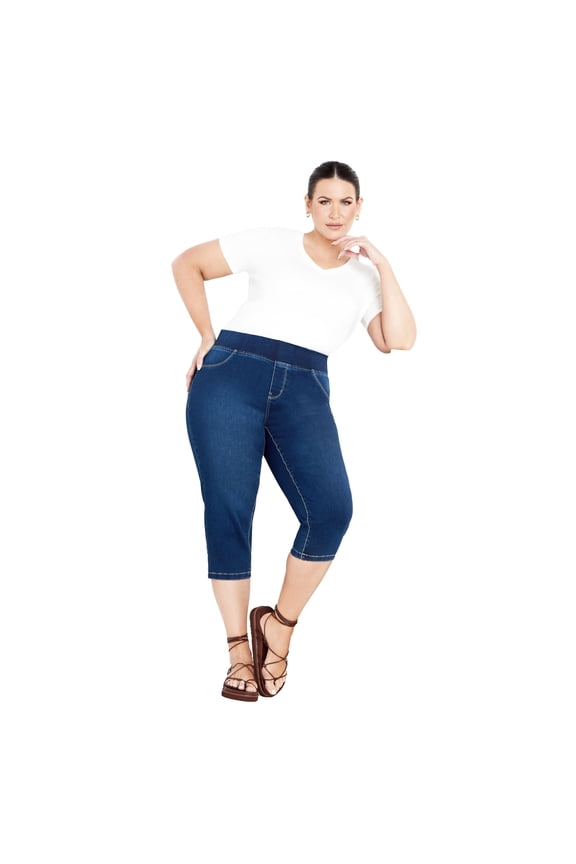 Women's Plus Size Butter Denim Pull On Crop Jean