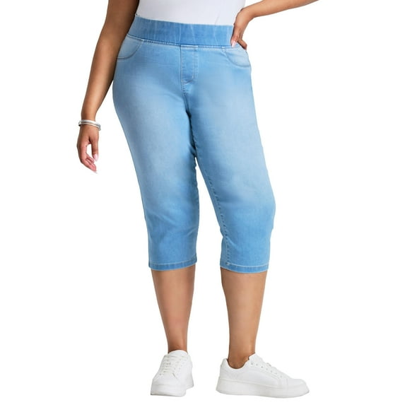 Avenue Women's Plus Size Butter Denim Pull On Crop Jean