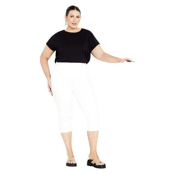 Avenue Women's Plus Size Butter Denim Pull On Crop Jean