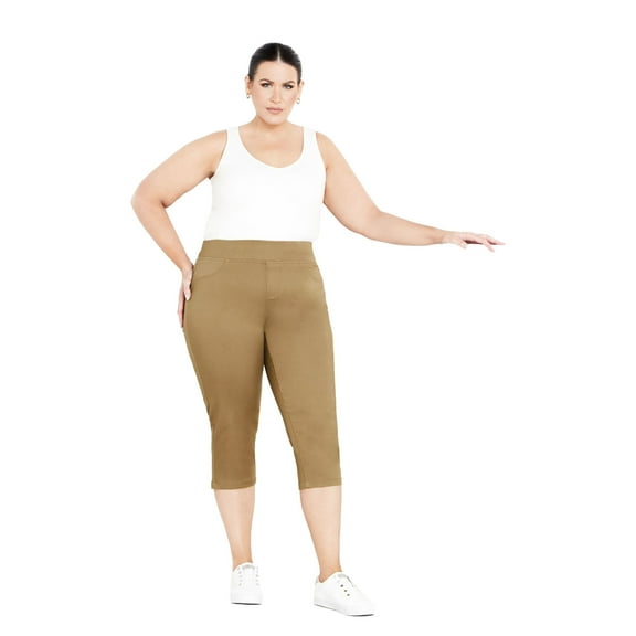 Avenue Women's Plus Size Butter Denim Pull On Crop Jean