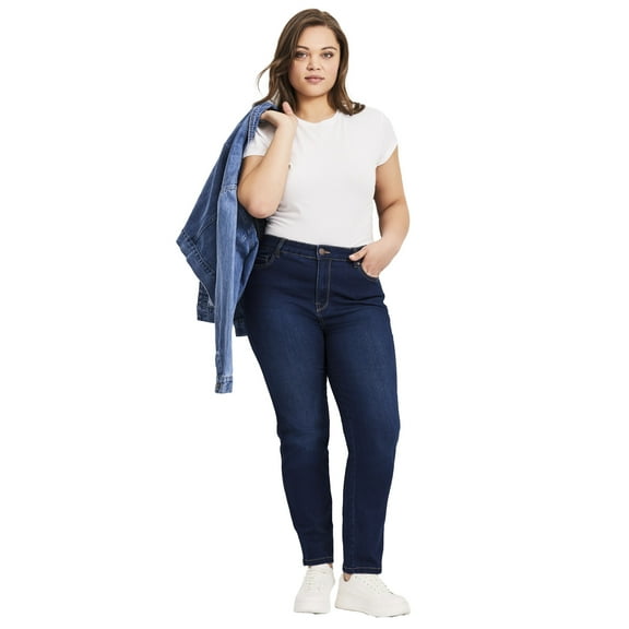 Avenue Women's Plus Size Petite Butter Denim Straight Leg Jean