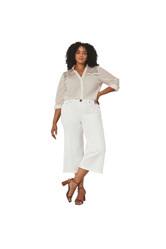 Women's Plus Size Butter Denim Wide-Leg Crop