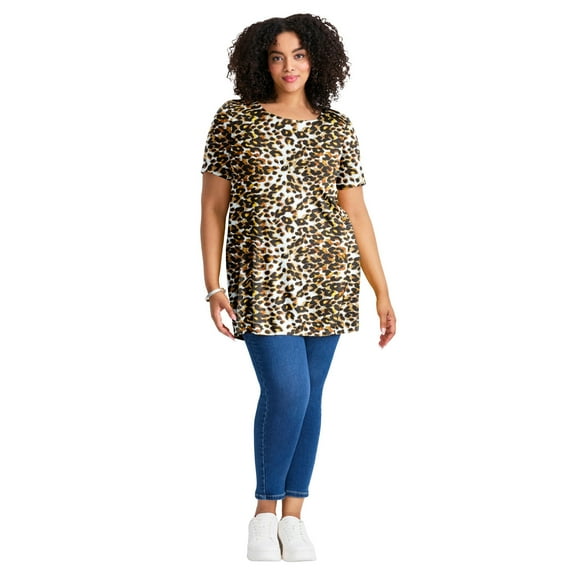 Avenue Women's Plus Size Button Detail Tunic Tee