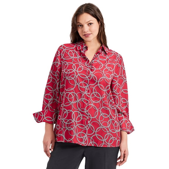 Avenue Women's Plus Size Signature Button Front Blouse