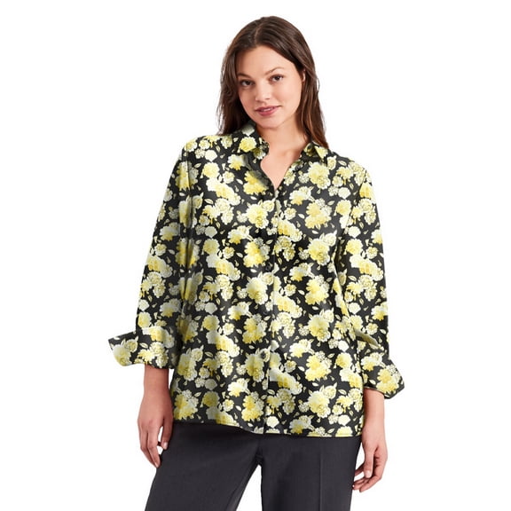 Avenue Women's Plus Size Signature Button Front Blouse