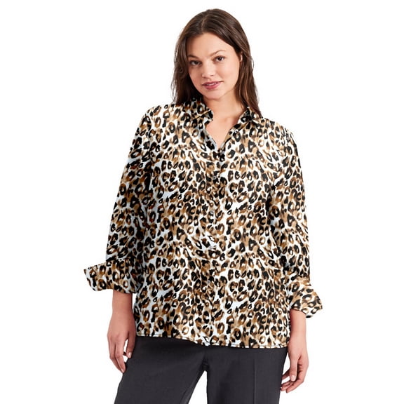 Avenue Women's Plus Size Signature Button Front Blouse