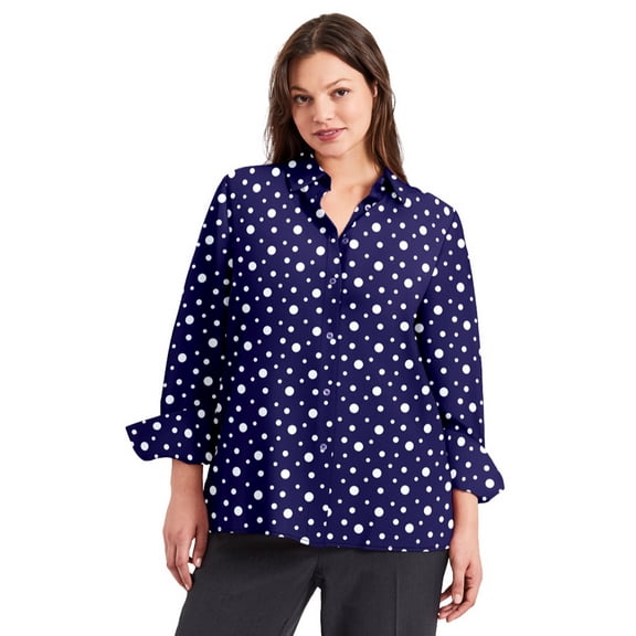 Avenue Women's Plus Size Button Front Blouse