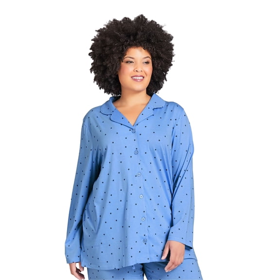 Avenue Women's Plus Size Button Star Sleep Top