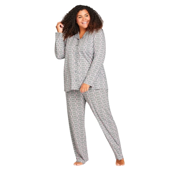 Avenue Women's Plus Size Button Through Sleep Top