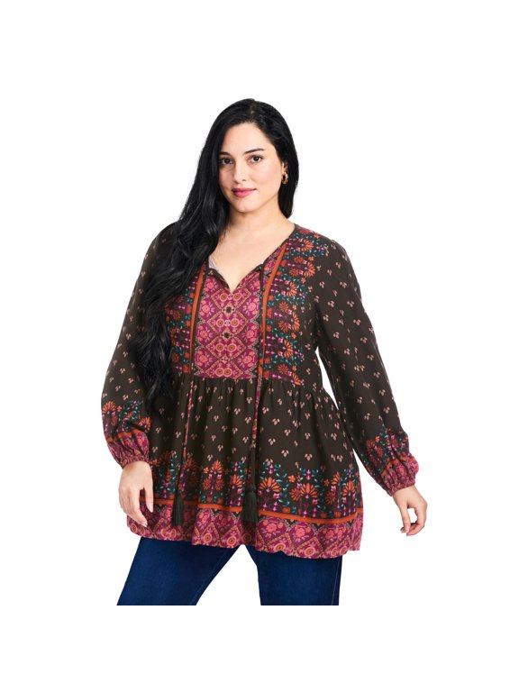 Women's Plus Size Cara Blouson Peasant Blouse