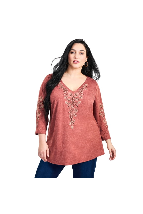 Women's Plus Size Casey Embroidered Top