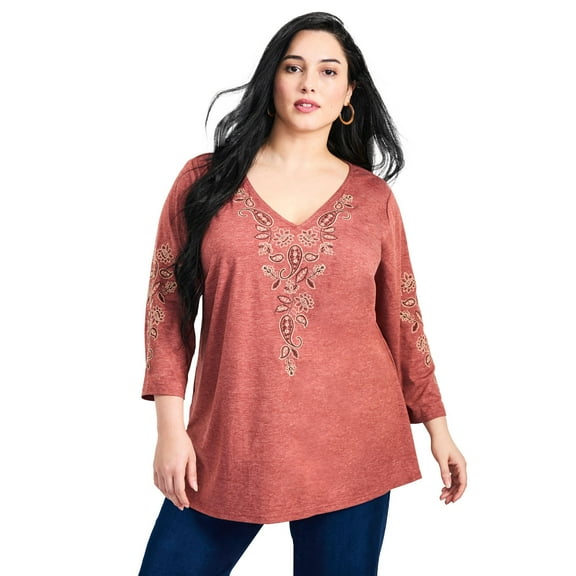Avenue Women's Plus Size Casey Embroidered Top