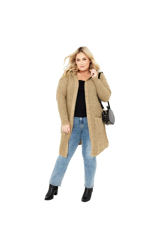 Women's Plus Size Chelsea Soft Knit Hood Coatigan