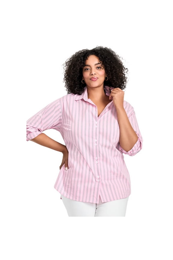 Women's Plus Size Classic Stripe Boyfriend Shirt