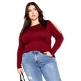 thumbnail image 1 of Avenue Women's Plus Size Cold Shoulder Full Length Sleeves Sweater, 1 of 2