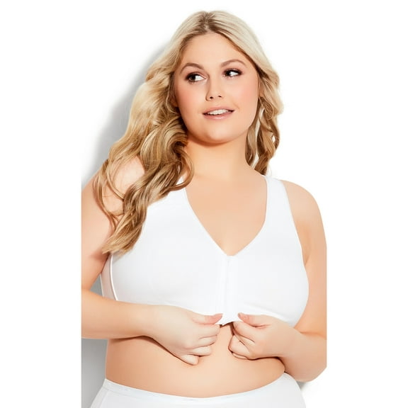 Avenue Women's Plus Size Comfort Cotton Wire Free Front Close Bra