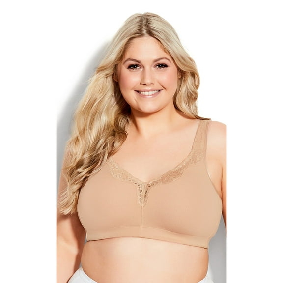 Avenue Women's Plus Size Comfort Cotton Wire Free Lace Bra