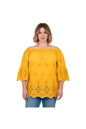 Women's Plus Size Convertible Eyelet Tunic
